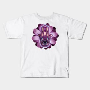 Violet Evil Eye Hamsa Kids T-Shirt